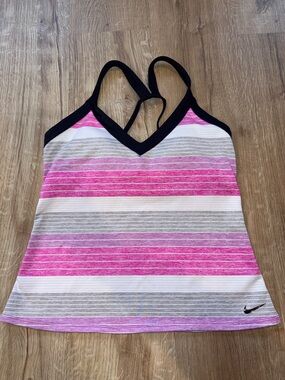 Nike Hot Pink and Black Racerback Sports Tank Top Size Medium